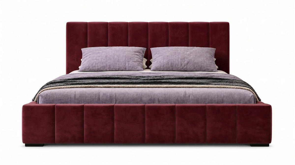 POLSTERBETT Nero 120x200 cm, Doppelbett mit Bettkasten und Lattenrost aus Holz, Velourstoff: Lila - Lila, Holz/Textil (120/200cm) - Marpur