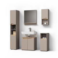 BADMÖBEL-KOMBINATION Timavo Greige 5 Teile - Greige/Eiche Artisan, Holzwerkstoff (60/57/35cm) - Livinity®