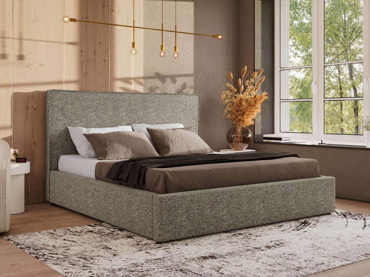 POLSTERBETT CORIVO CLASSIC 140/200 - Grau Strukture - Schaum-Matratze - Grau, Textil (140/200cm) - MKS