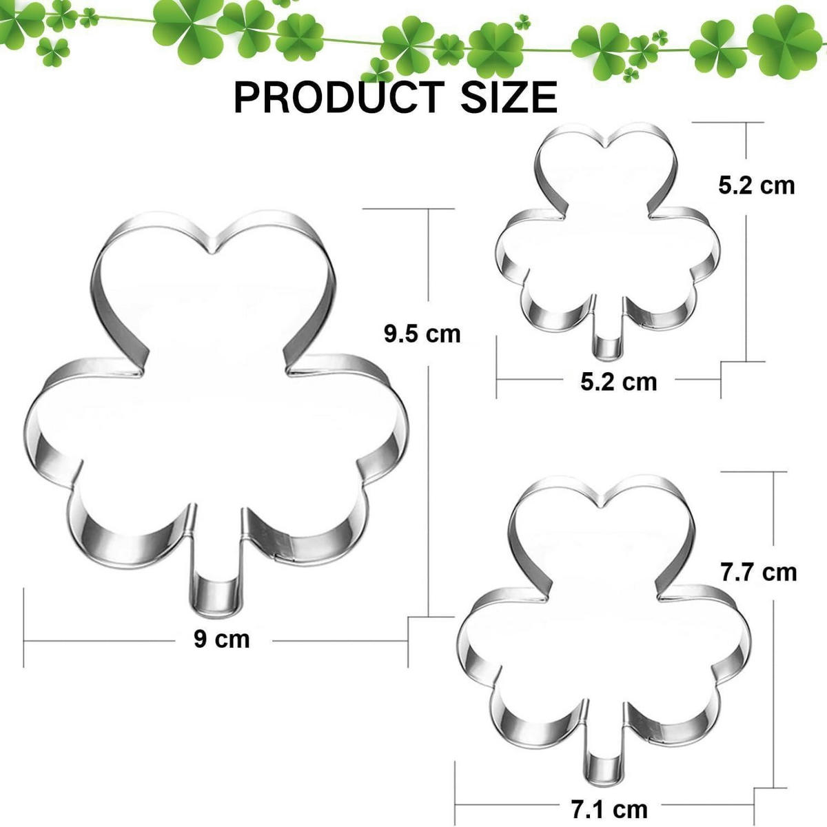 AUSSTECHFORMEN Set 3-teilig Kleeblatt - Silberfarben, Metall (9/2/9.5cm)