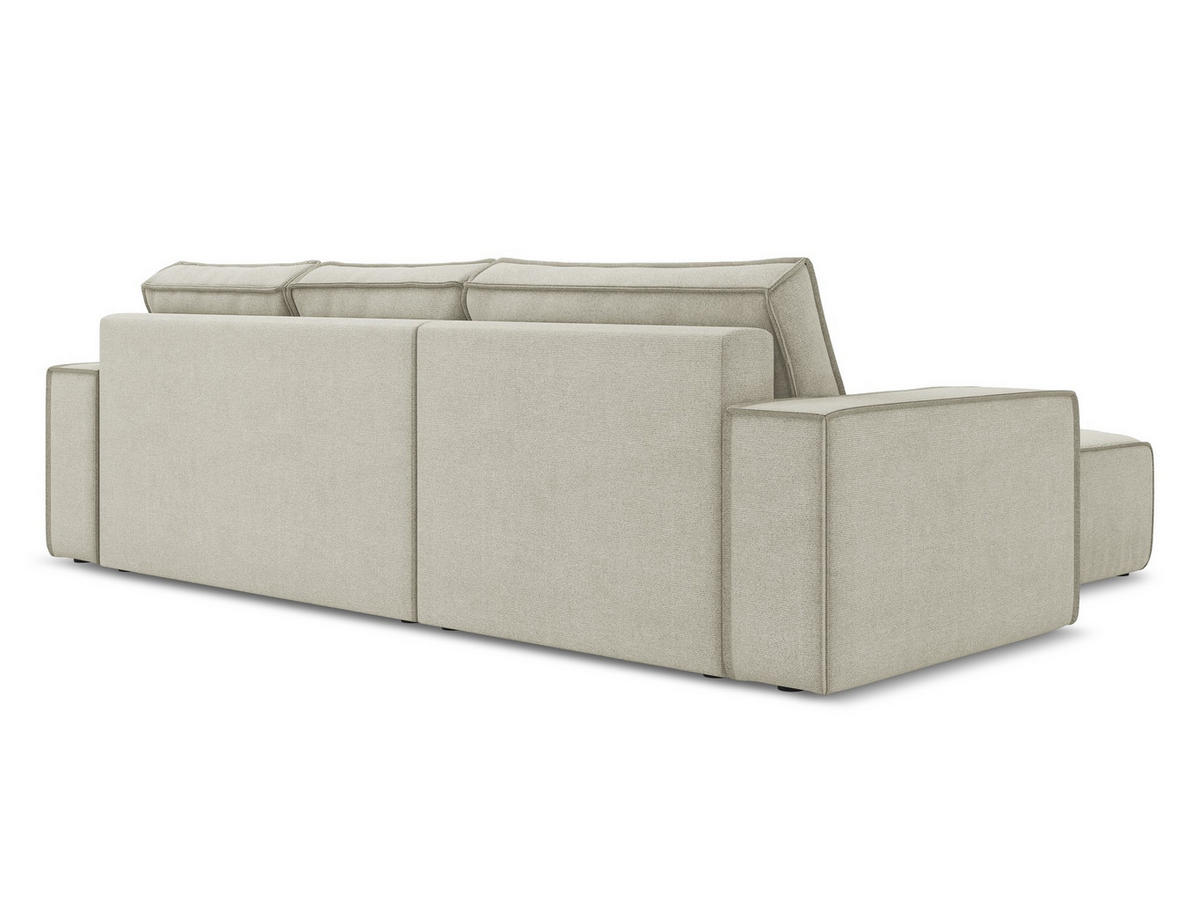 ECKSOFA mit Schlaffunktion Strukturstoff Stoff Beige - Beige/Creme, Kunststoff/Textil (185/290cm) - Makamii