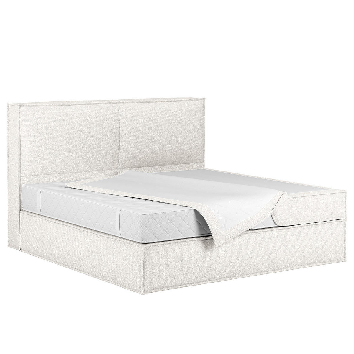 BOXSPRINGBETT mit Kopfteil - Premium - Weiß, Textil (200/200cm) - home24