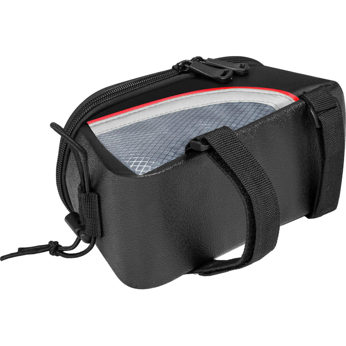 FAHRRADTASCHE Georg mit Fahrradrahmentasche ,wasserabweisend und robust,schwarz/rot - Rot/Schwarz, Textil (8.5/8.5/18cm) - tectake