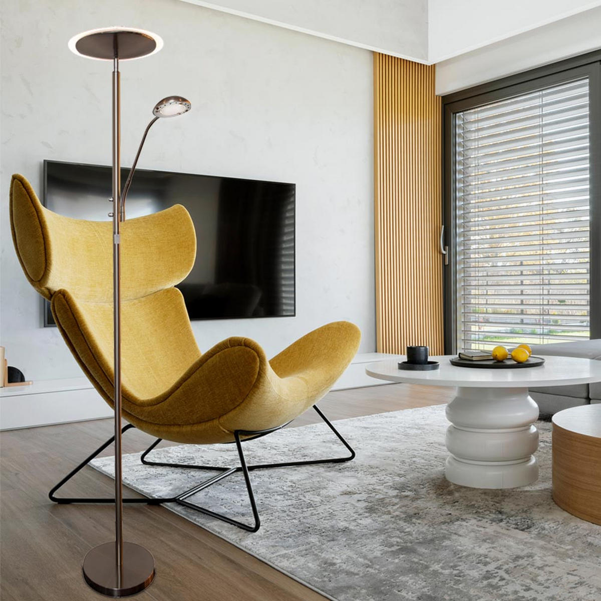 LED STEHLEUCHTE Metall Silber satiniert - Silberfarben, Glas (30/50/180cm)