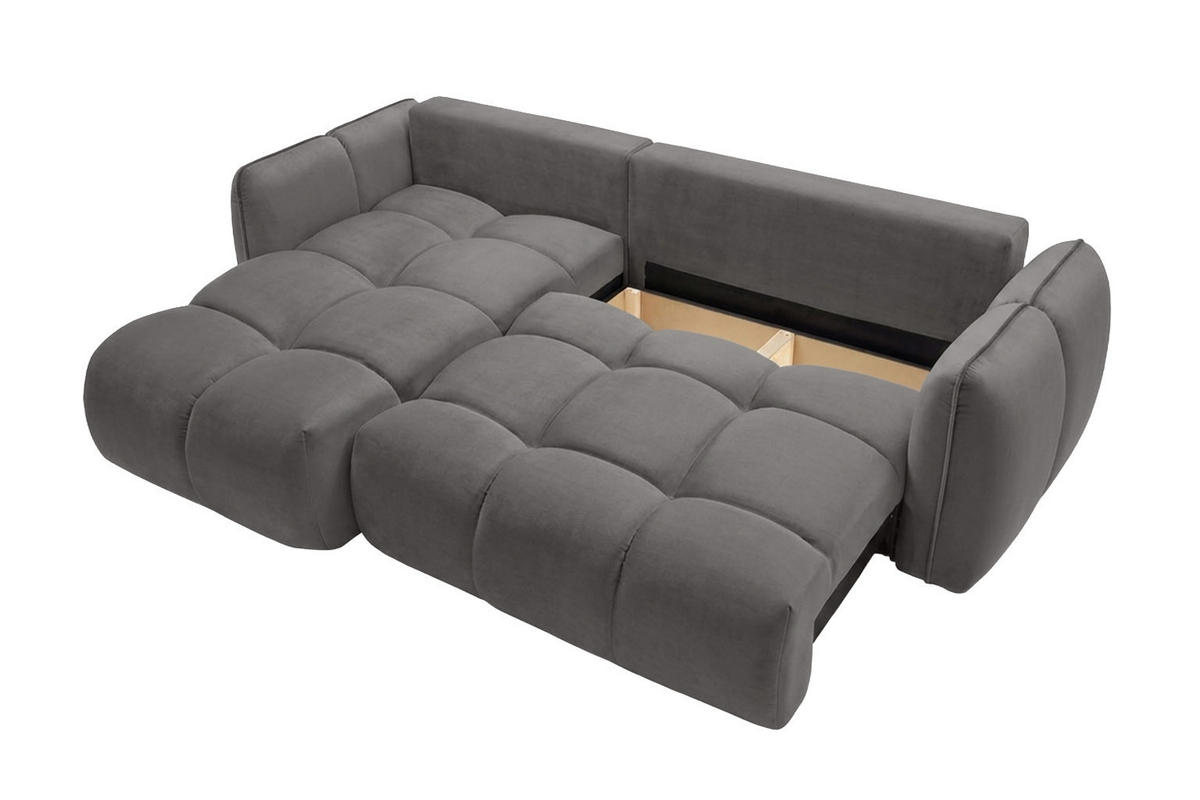 ECKSOFA L-Form Mit Schlaffunktion, Veloursstoff Bluvel, Aschgrau, Links, BELVEDER L - Grau, Holz (250/168cm) - Kaiser Möbel