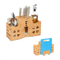 BESTECKHALTER - Hellbraun, Holz (33/20/17cm) - Relaxdays