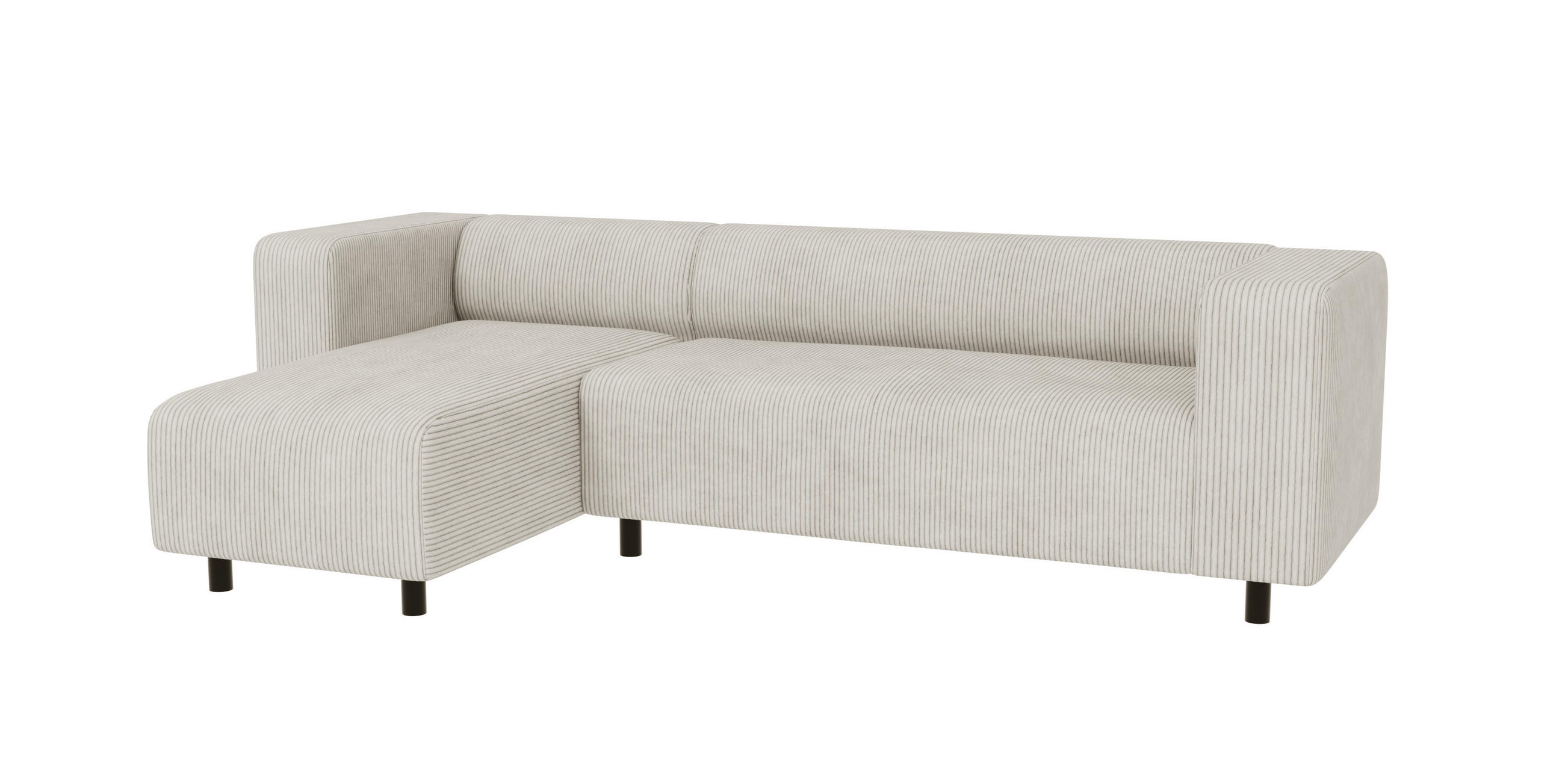 ECKSOFA Tove Beige Cord - Ottomane links - Beige/Schwarz, Holz/Kunststoff (240/142cm) - S-Style Möbel