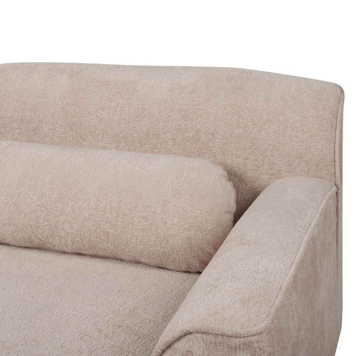 ROHOVÁ POHOVKA 3-místná Žinylková látka Béžová levostranná Simos - béžová, textil (264/82cm) - Beliani