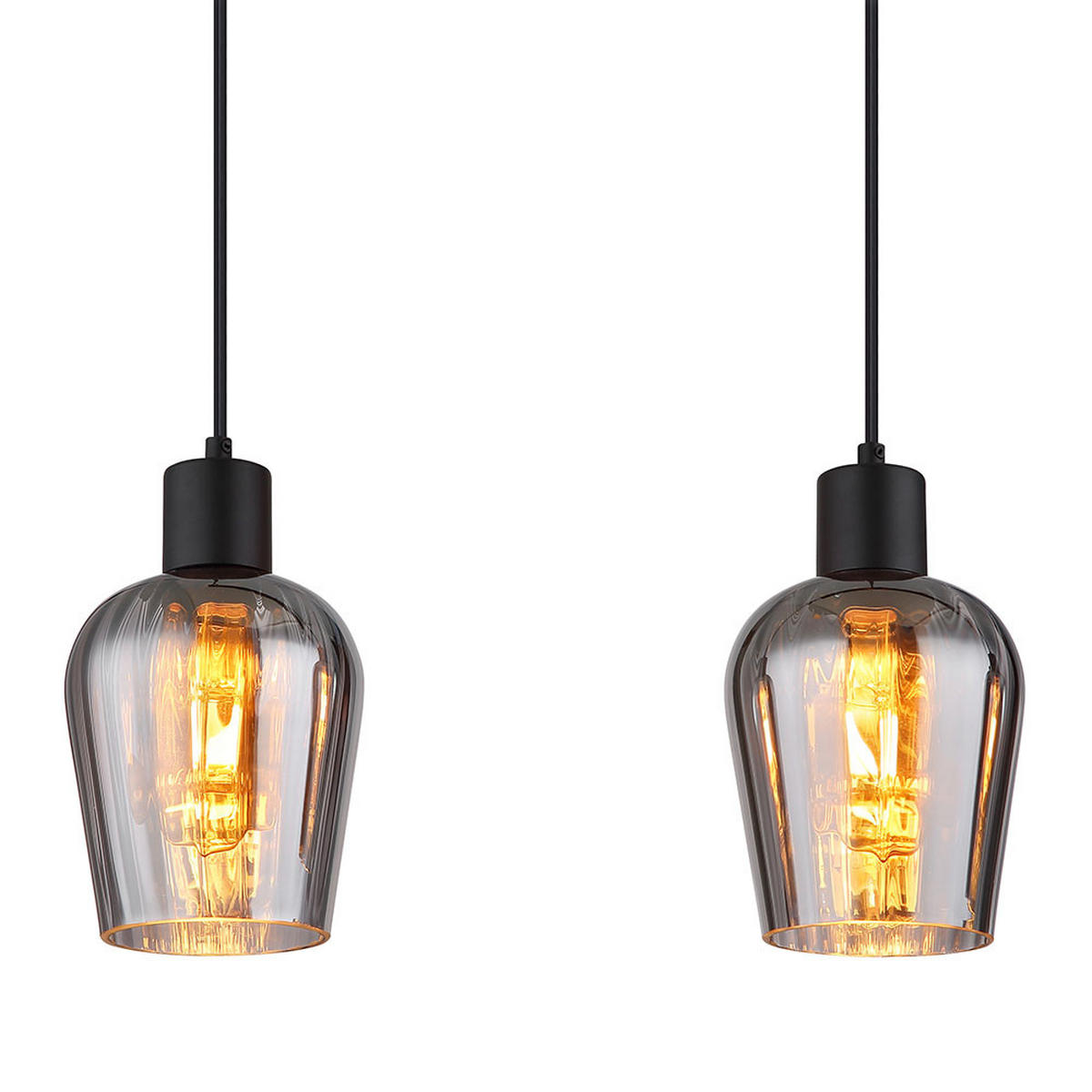 HÄNGELEUCHTE Glas rauchfarben Schwarz - Schwarz, Glas (103.5/13.5/150cm) - Globo Lighting