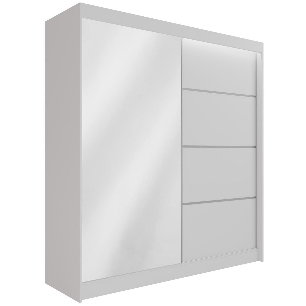 KLEIDERSCHRANK PAOKI mit LED - 200 cm - Weiß - Weiß, Holzwerkstoff (200/215/61cm) - ALTDECOR