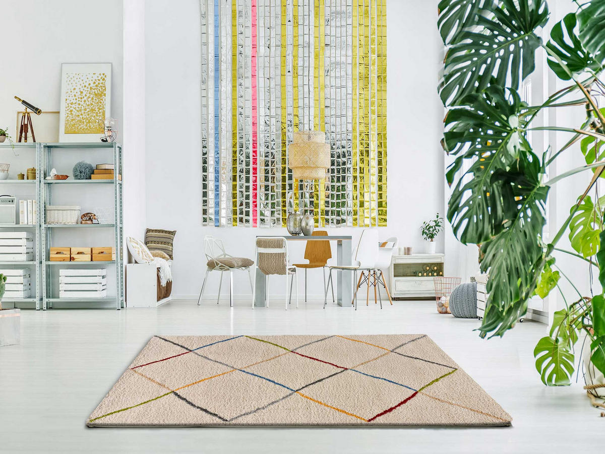 HOCHFLORTEPPICH Weiß Kasbah 133/190 cm - Weiß, Naturmaterialien/Textil (133/190cm) - Atticgo
