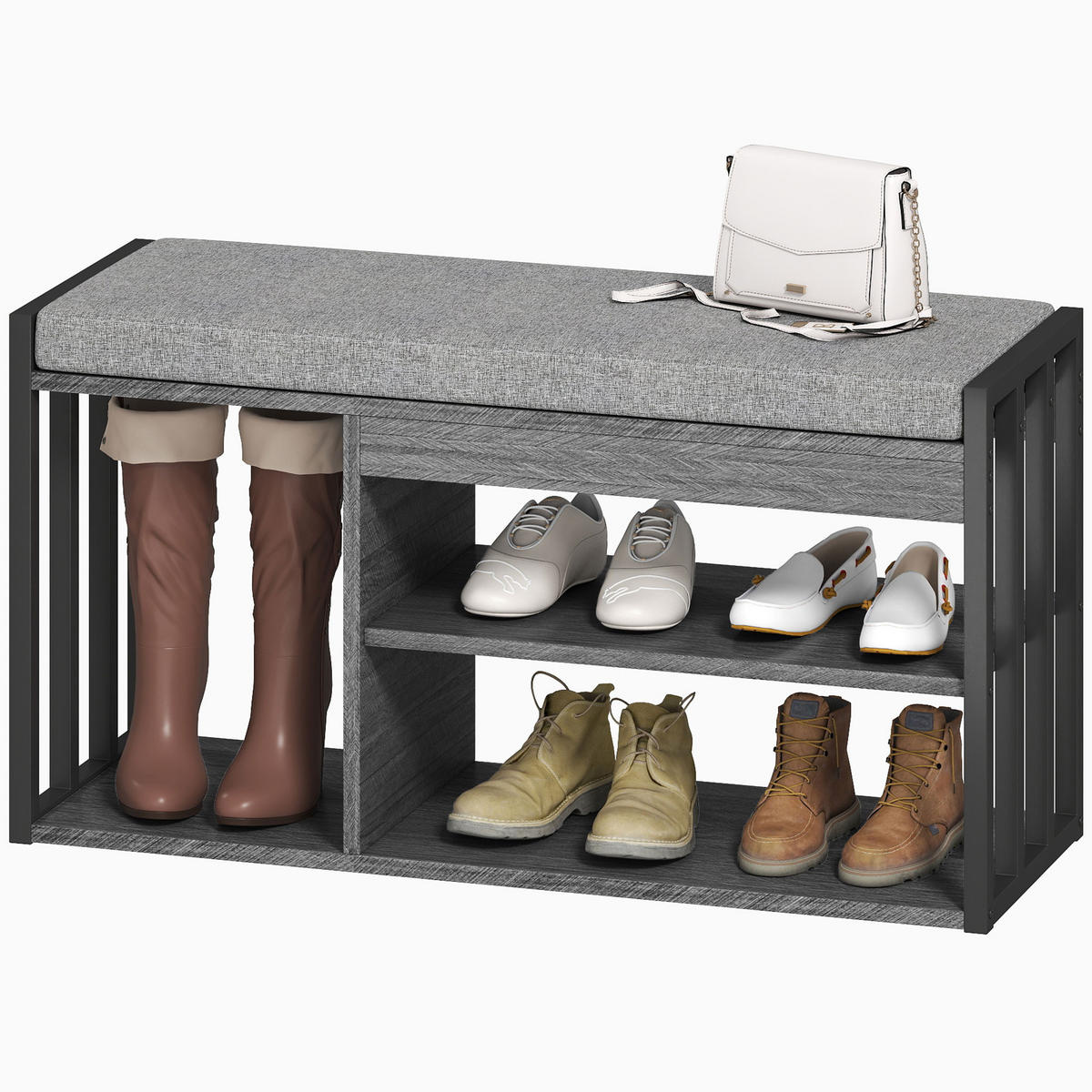 SCHUHBANK Grau 86/30/45,4 cm - Grau, Holzwerkstoff (86/45.4/30cm) - PANGIVO
