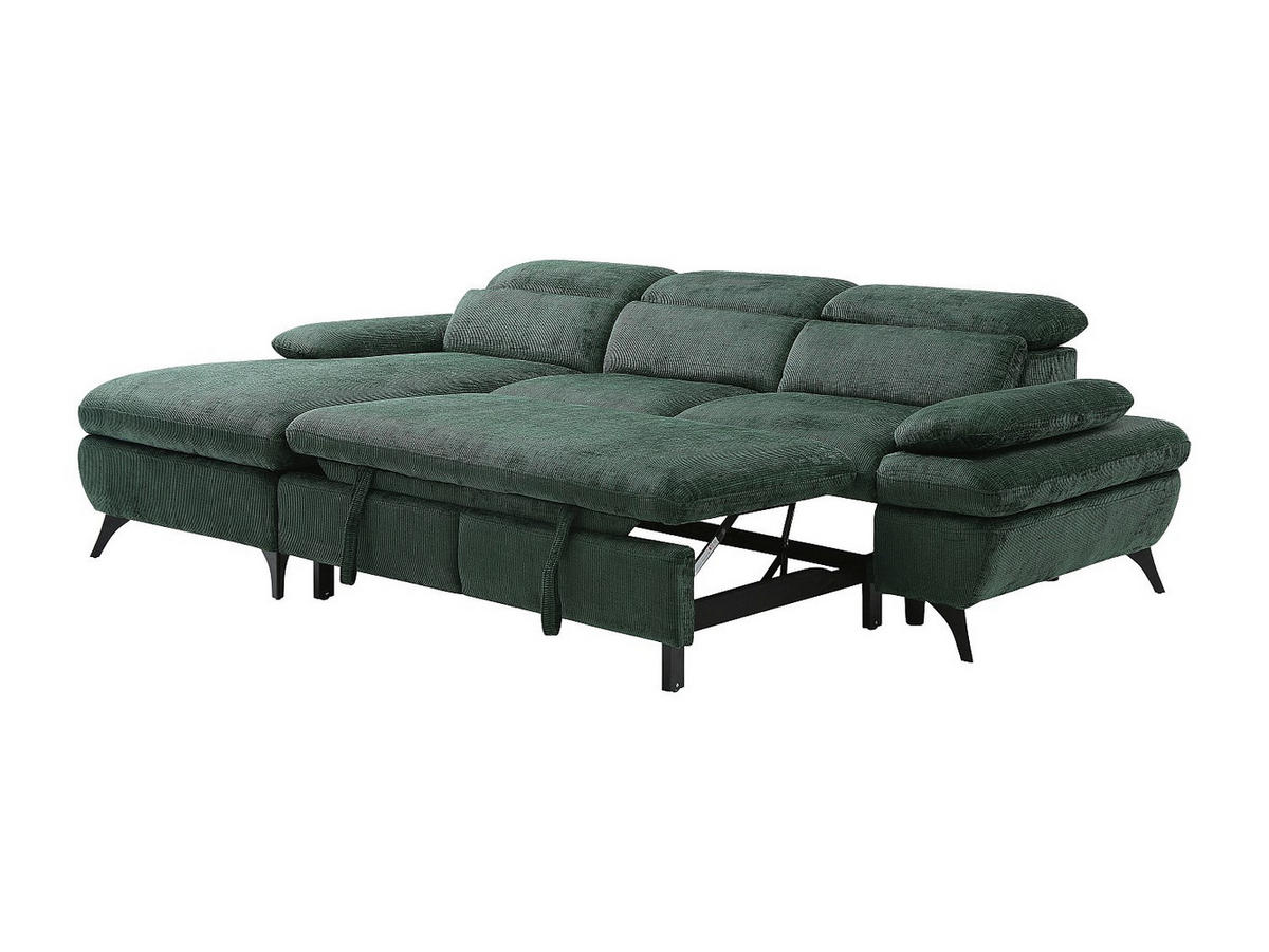 ECKSOFA mit Schlaffunktion - Ecke links - Strukturstoff - Grün - SURDELI - Grün, Textil (176/284cm) - Vente-Unique