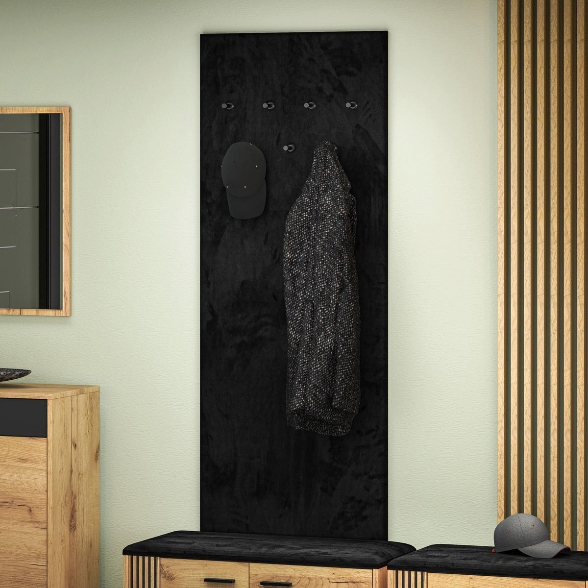 GARDEROBE Vasco Schwarz 60 cm - Schwarz, Holzwerkstoff (60/152.3/7.5cm) - Homebook