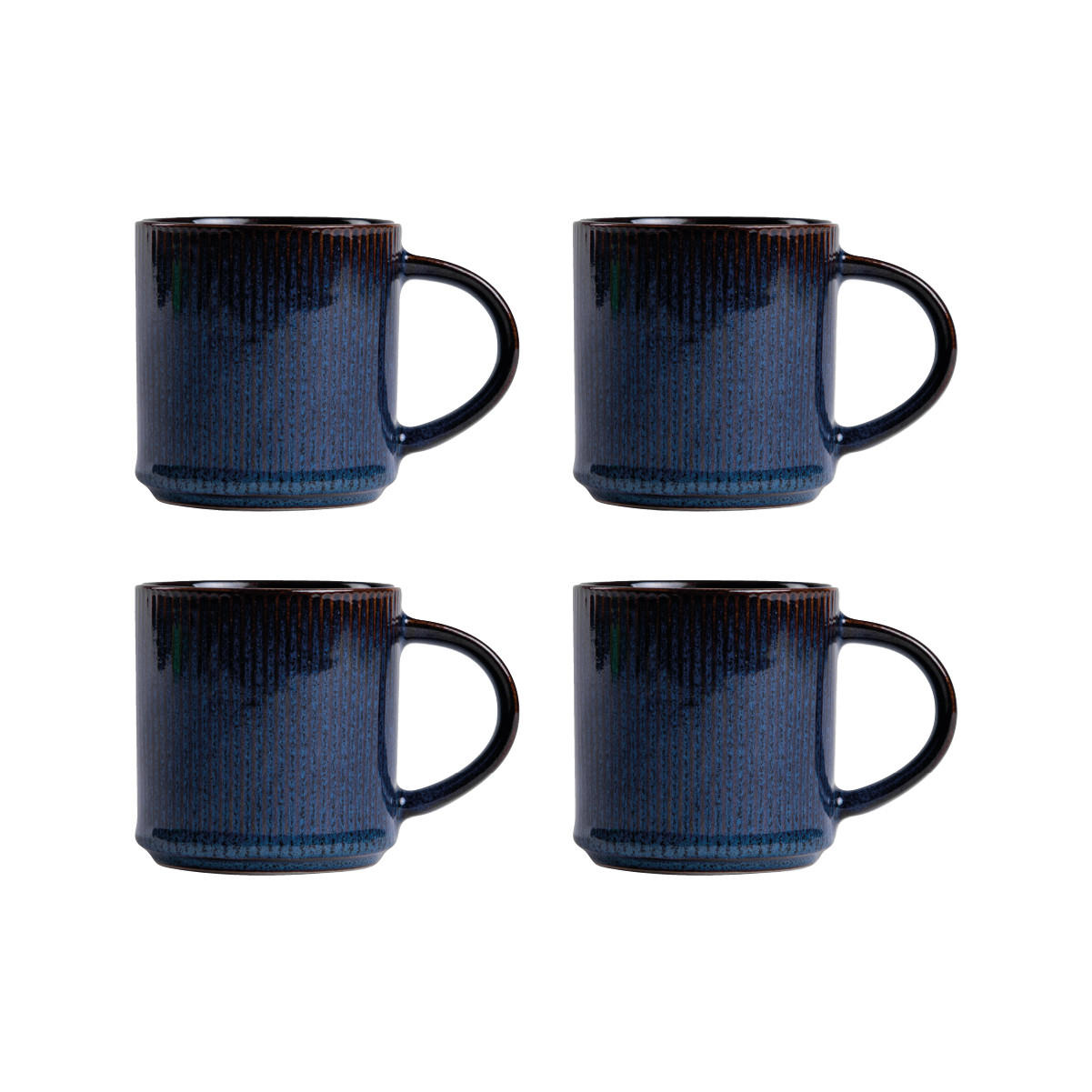 BECHER Casper dunkelblau 0,35 l 4er-Set - Dunkelblau, Keramik (0.35L) - Homla