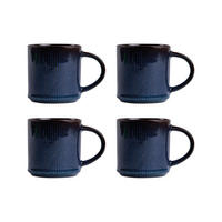 BECHER Casper dunkelblau 0,35 l 4er-Set - Dunkelblau, Keramik (0.35L) - Homla