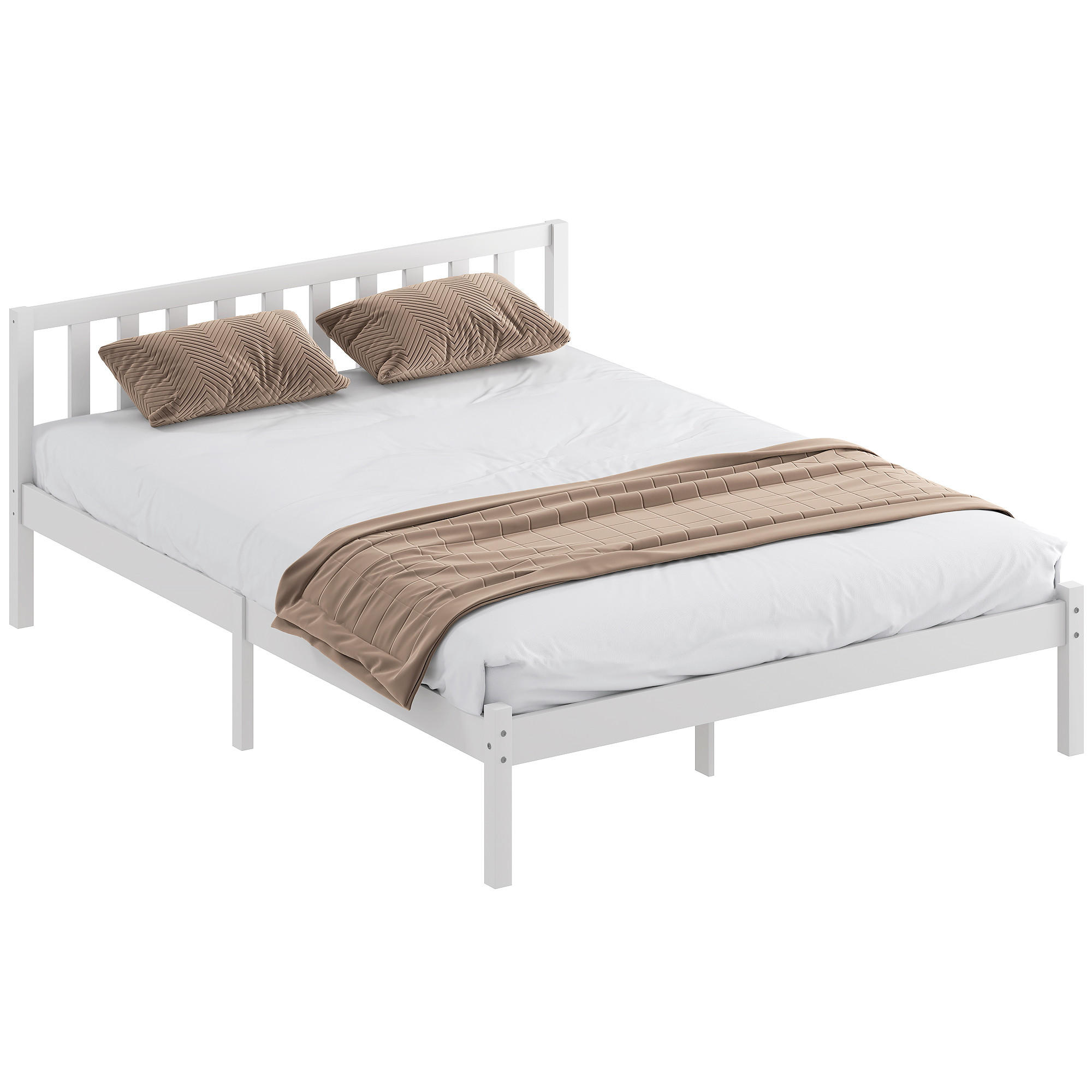 BETT 140x190 cm DE-14673 massives Kiefernholz mit Lattenrost Natur - Weiß, Holzwerkstoff (140/190cm) - ComfortXL