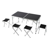 CAMPINGTISCH-SET - Schwarz, Holzwerkstoff/Textil (60/120/71cm) - Relaxdays