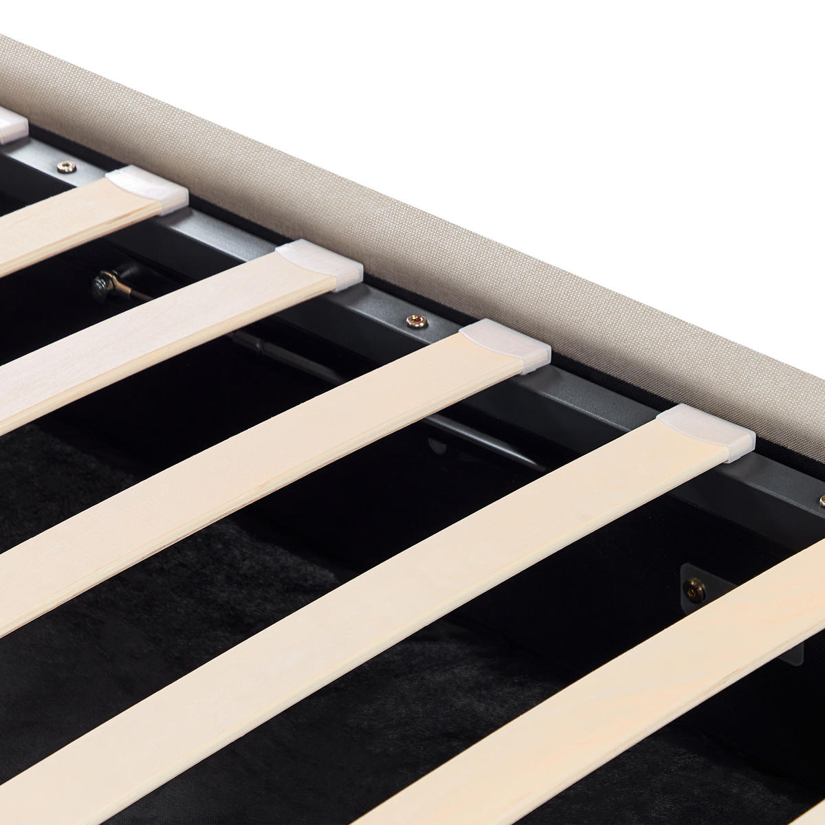 BETT mit Stauraum 160/200 cm Beige Rennes - Beige/Schwarz, Textil (160/200cm) - Beliani