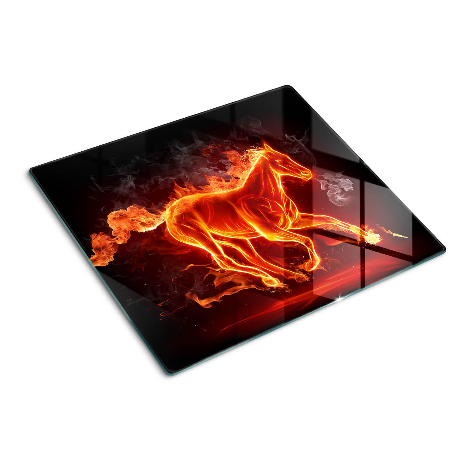 GLASPLATTE 60x52 cm Pferd in Flammen - Rot, Glas (60/52cm) - TULUP