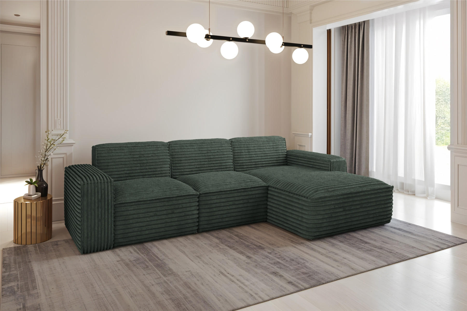 ECKSOFA L-Form Siena Stoff Velo Grün Rechts - Grün, Holz/Kunststoff (266/165cm) - Kaiser Möbel