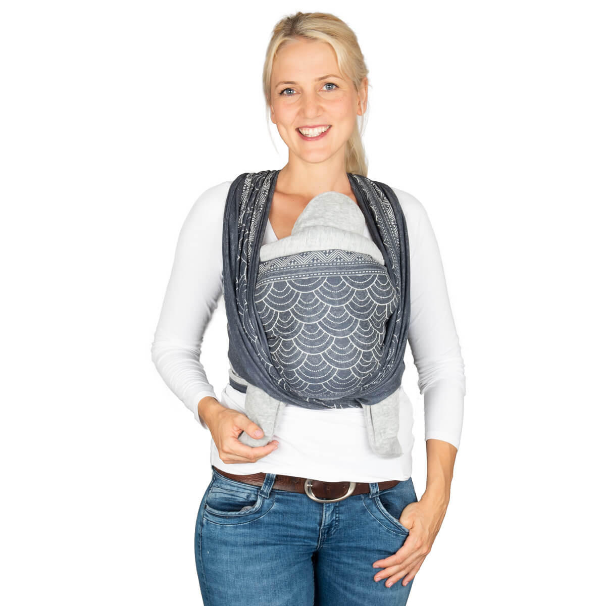 BABYTRAGETUCH Gewebtes Tragetuch kbA - Blaugrau/Graphitfarben, Textil (70/0.1/460cm) - Hoppediz