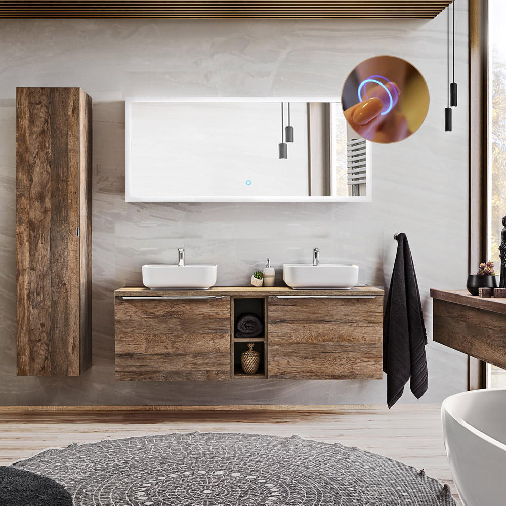 BADMÖBEL-SET 8-TLG. Puebla-56 - Braun, Holzwerkstoff (195/200/46cm) - Lomado