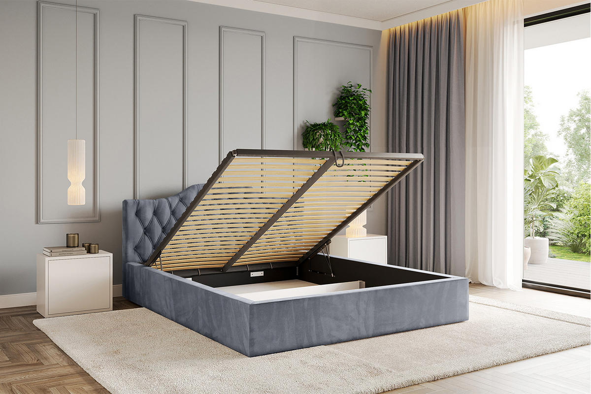 POLSTERBETT mit Bettkasten und Lattenrost, Boxbett ohne Matratze - FALIO-V1 180x200 Grau - Grau, Holzwerkstoff/Textil (180/200cm) - ALTDECOR