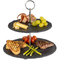 COOKINGLIFE Etagere / Servierturm Schiefer 2-stöckig - Grau, Stein (25/25cm) - Sareva