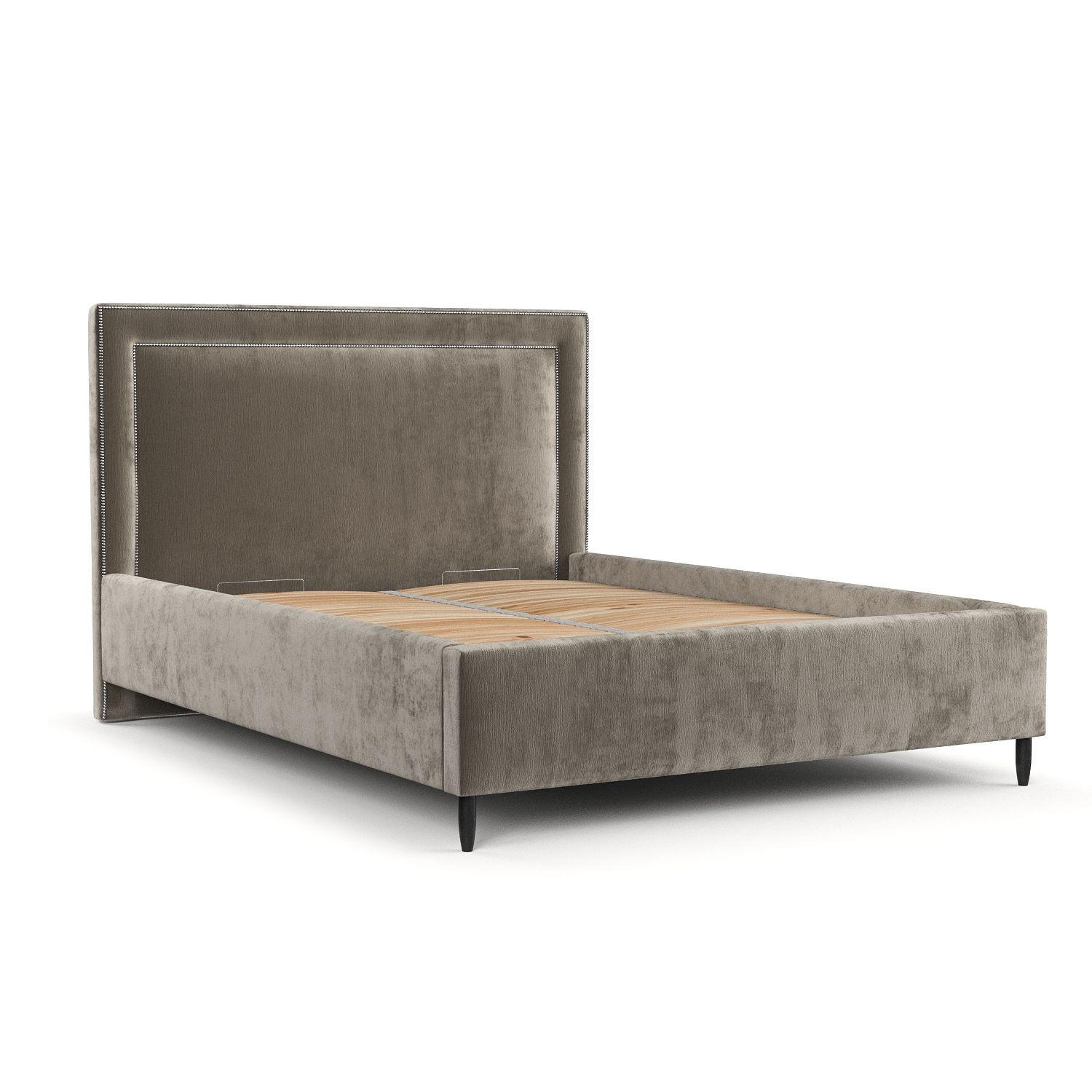 POLSTERBETT Baleine Beige 160/200 cm im Chenille-Stoff - Beige/Schwarz, Holz/Holzwerkstoff (160/200cm) - Maison de Reve