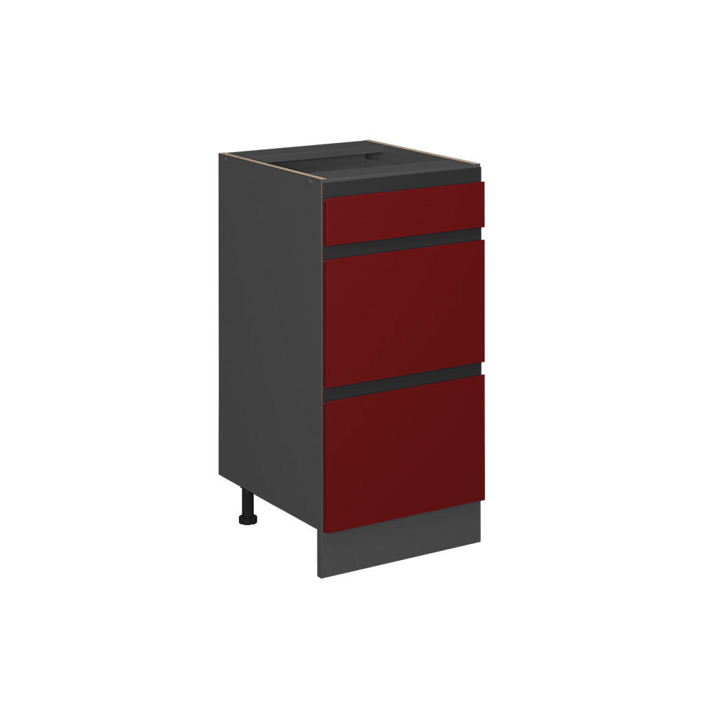 KÜCHENUNTERSCHRANK R-Line Rot 40 cm J-Shape, mit Schubladen, ohne AP - Anthrazit/Rot, Holzwerkstoff (40/81.6/46cm) - Vicco