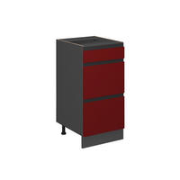 KÜCHENUNTERSCHRANK R-Line Rot 40 cm J-Shape, mit Schubladen, ohne AP - Anthrazit/Rot, Holzwerkstoff (40/81.6/46cm) - Vicco
