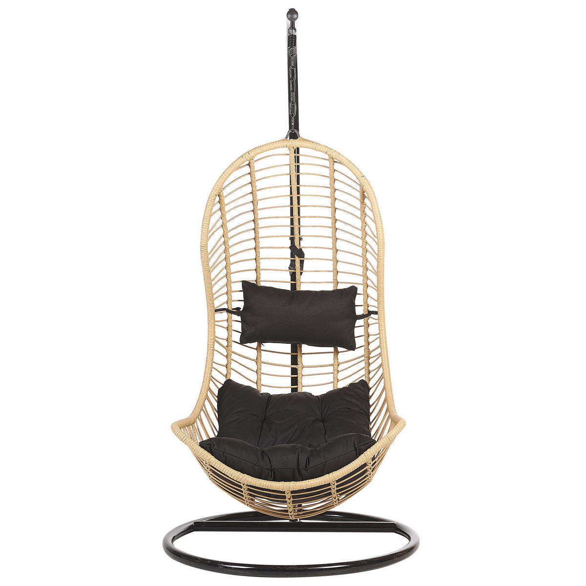HÄNGESESSEL mit Gestell PE Rattan natürlich 97 cm Pineto - Beige, Kunststoff (80/199/97cm) - Beliani