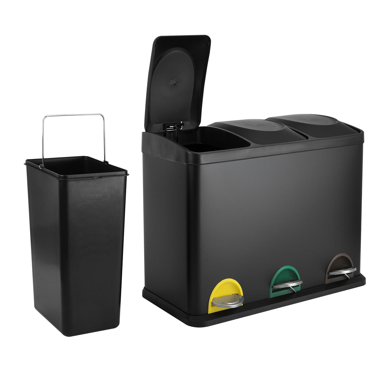 Thumbnail - Svita Mülleimer, Schwarz, Metall, 60x48x33 cm, Küchen, Küchenausstattung, Mülleimer