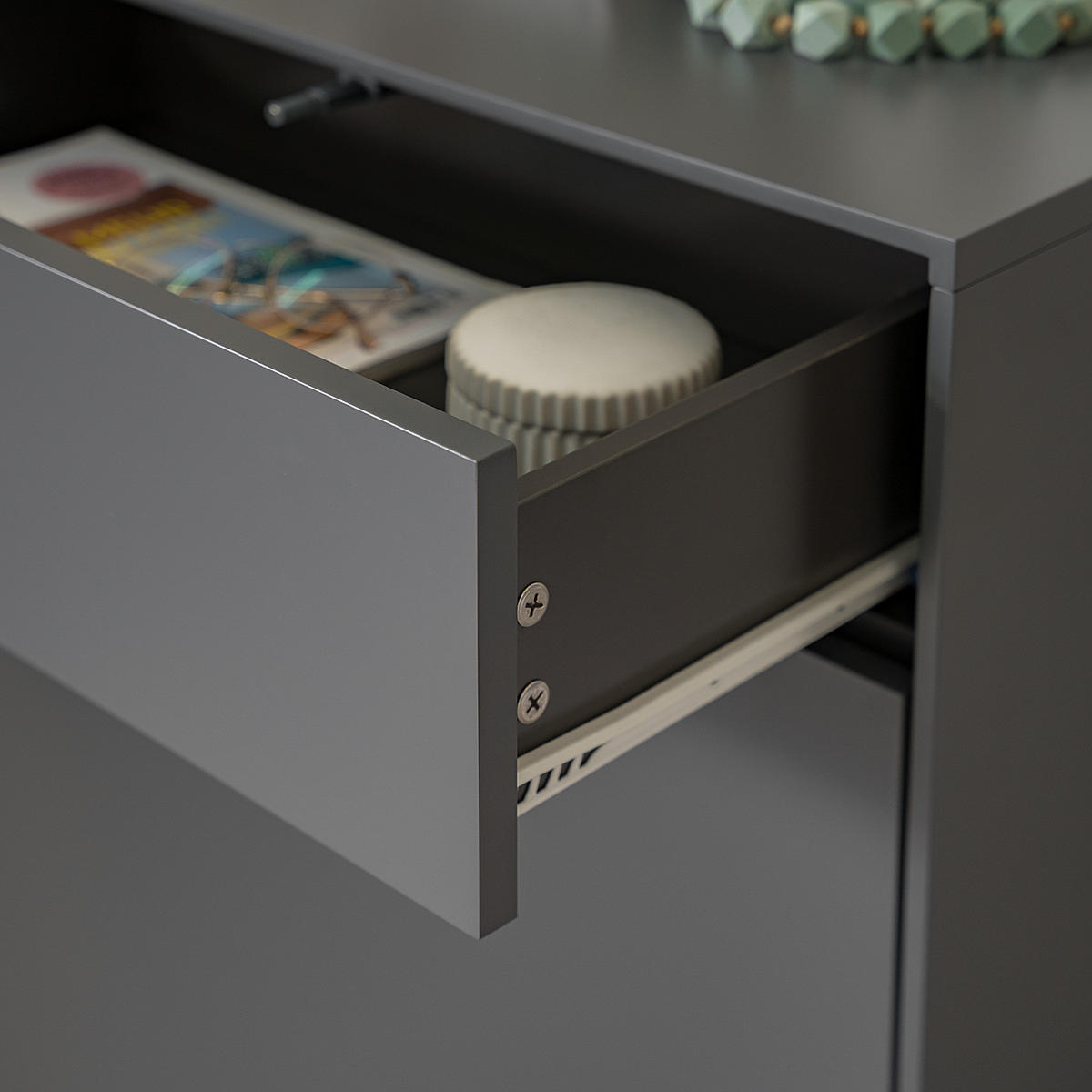 SCHUHKOMMODE mit 1 Schublade und 1 Tür - Eichefarben/Grau, Holzwerkstoff (60/132/38cm) - home24