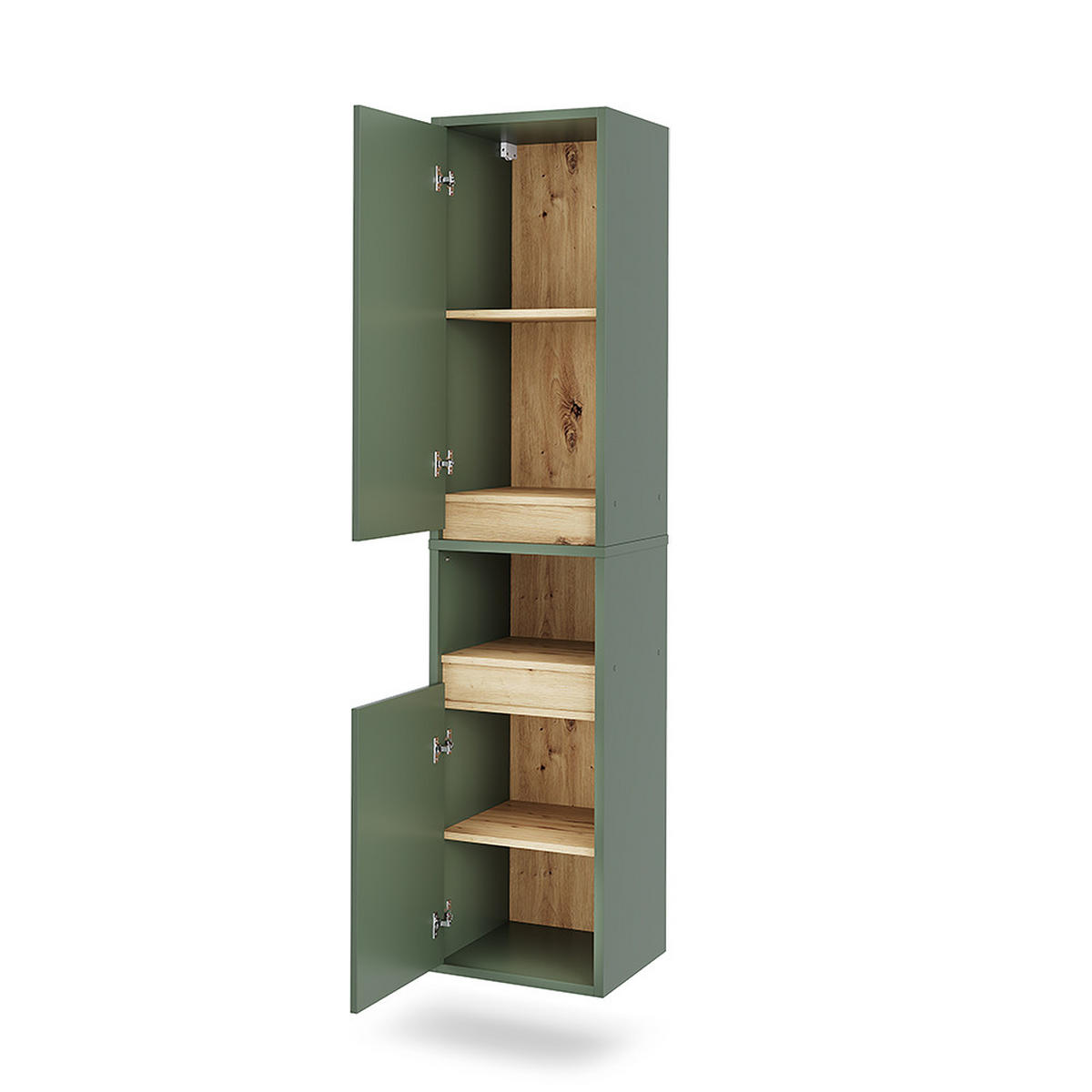 HOCHSCHRANK Viola Grün/Artisan 38 x 170 cm mit 2 Türen - Eiche Artisan/Grün, Holzwerkstoff (38/170/33cm) - Vicco