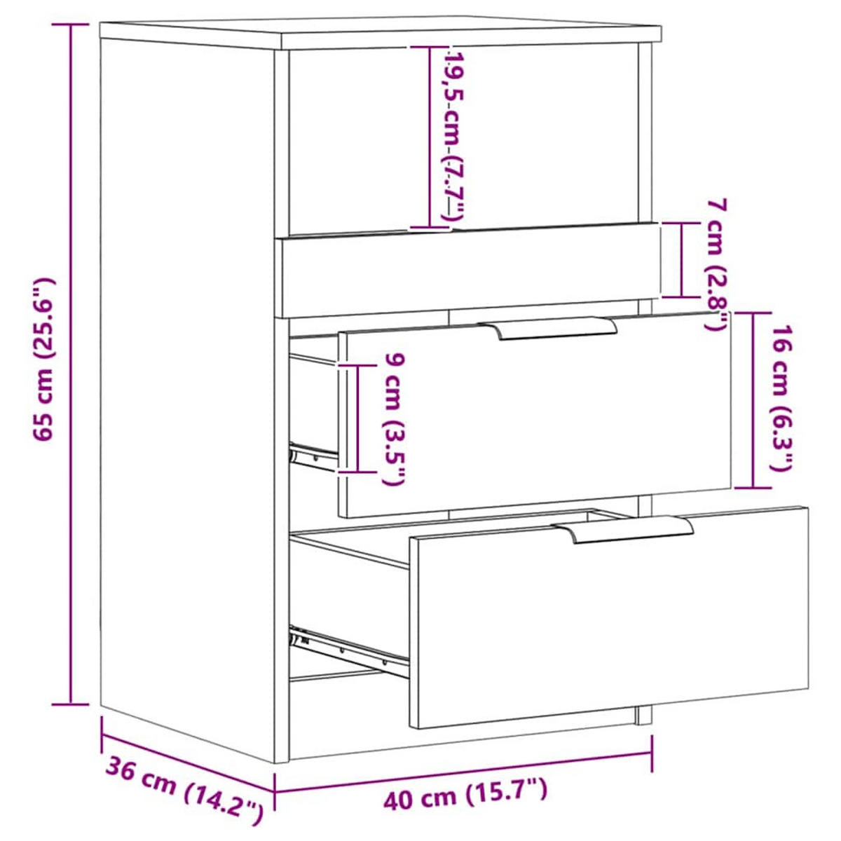 NACHTTISCH Artisan-Eiche 40/36/65 Cm Holzwerkstoff - Braun, Holzwerkstoff (36/65/40cm) - vidaXL
