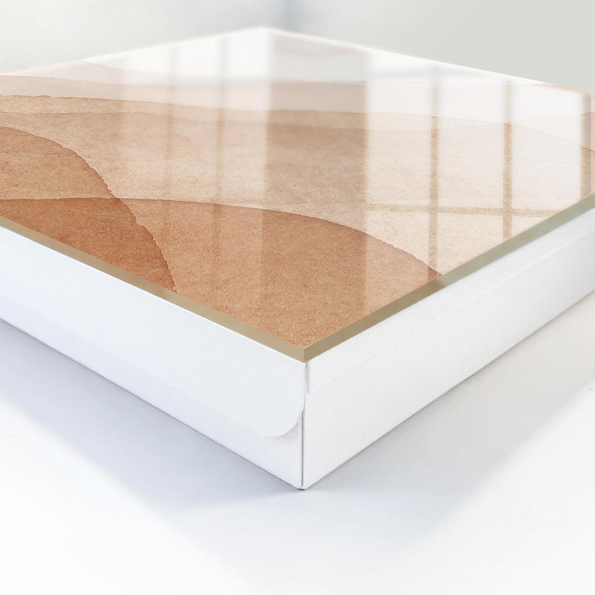 SCHLÜSSELBOX Weiß 30x30 cm – Türöffnung nach rechts - Beige Landschaften - Beige, Metall (30/30/5cm) - TULUP