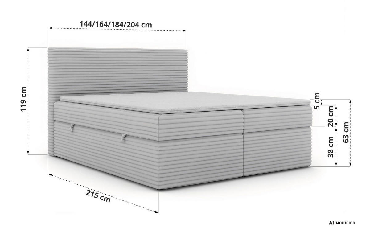 KONTINENTÁLNÍ POSTEL TILION 140/200 - Béžová Manšestr - Topper T25 - H4 - černá/béžová, textil/plast (140/200cm) - MKS