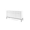 KOMMODE NOVA - KSZ154, Geriffelte Fronten, goldene Griffe 154x39x83 cm Weiß - Schwarz/Weiß, Holzwerkstoff/Kunststoff (154/83/39cm) - DomoHome