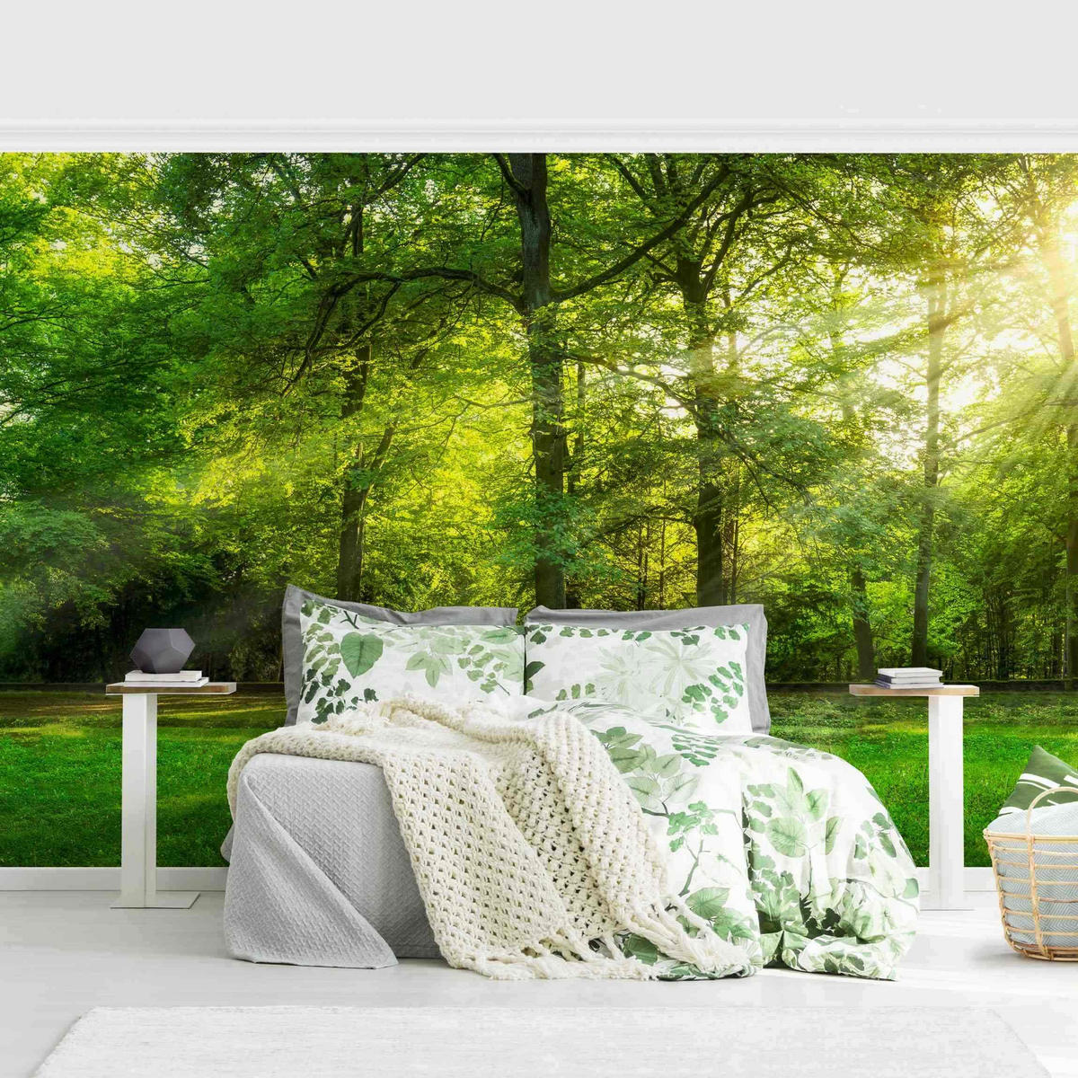 FOTOTAPETE Spaziergang im Wald 432/290 cm - Grün, Papier (432/290cm) - Bilderwelten