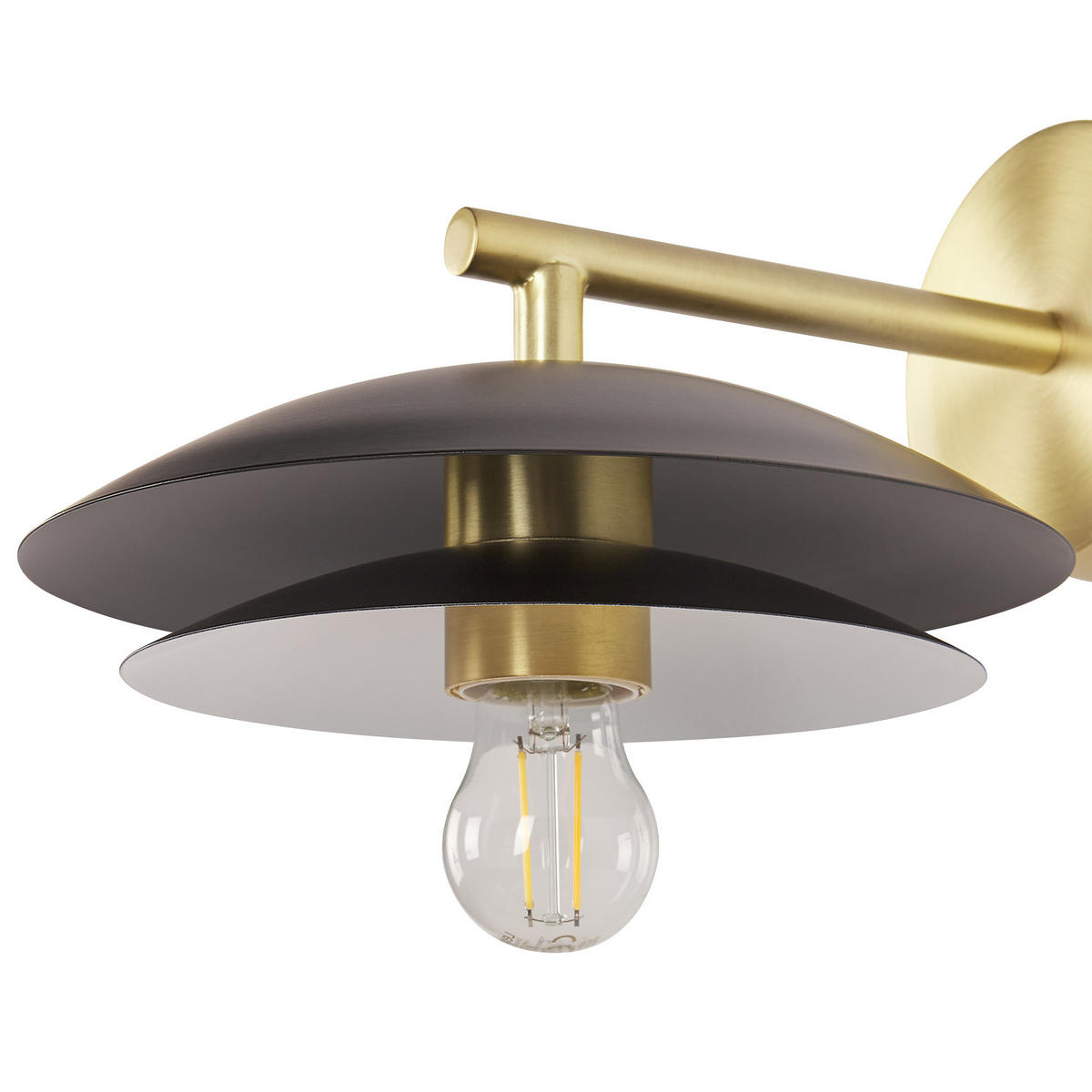 WANDLAMPE Schwarz/Gold Lasolo - Goldfarben/Schwarz, Metall (22/14/29cm) - Beliani
