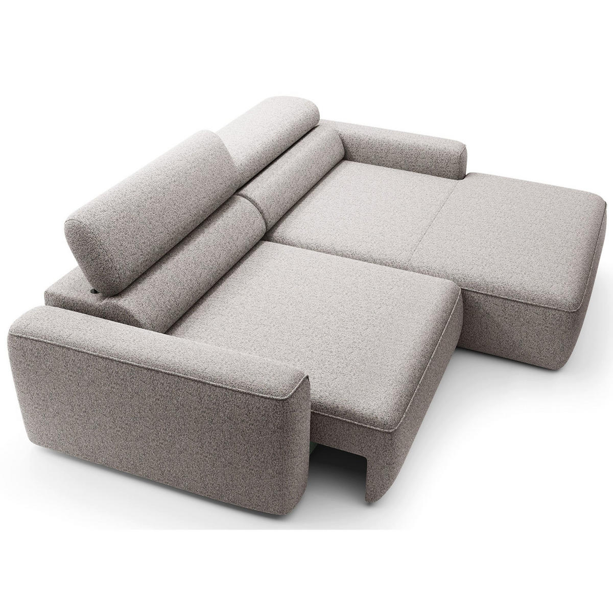 ECKSOFA Fando mit Schlaffunktion, L-Form, 4-Sitzer 252 cm, rechts Flechtstoff Greige - Taupe/Schwarz, Holz/Kunststoff (182/252cm) - Selsey