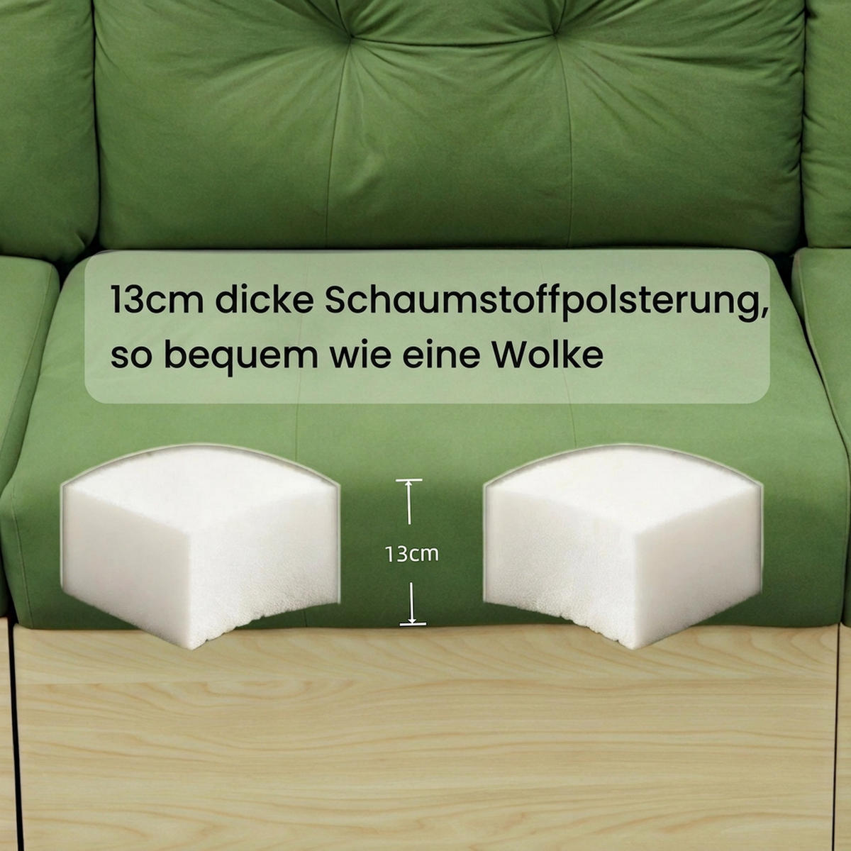 ECKSOFA 228/115/78 cm Grün mit ausziehbarer Ottomane, USB-Anschluss und Stauraum - Grün, Textil (228/80cm) - Oxeza