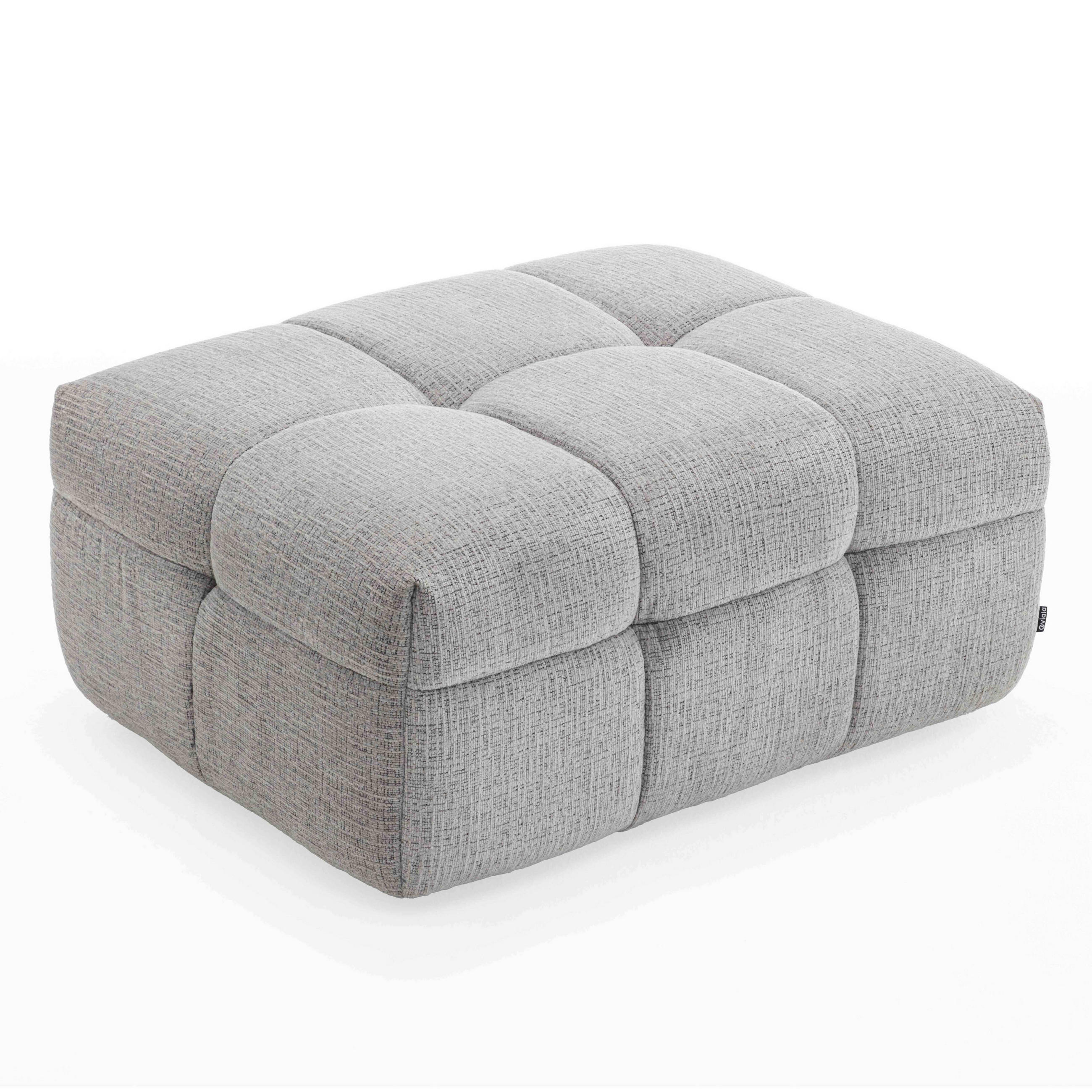 HOCKER, Grau - Grau, Textil (72/45/91cm) - Oviala