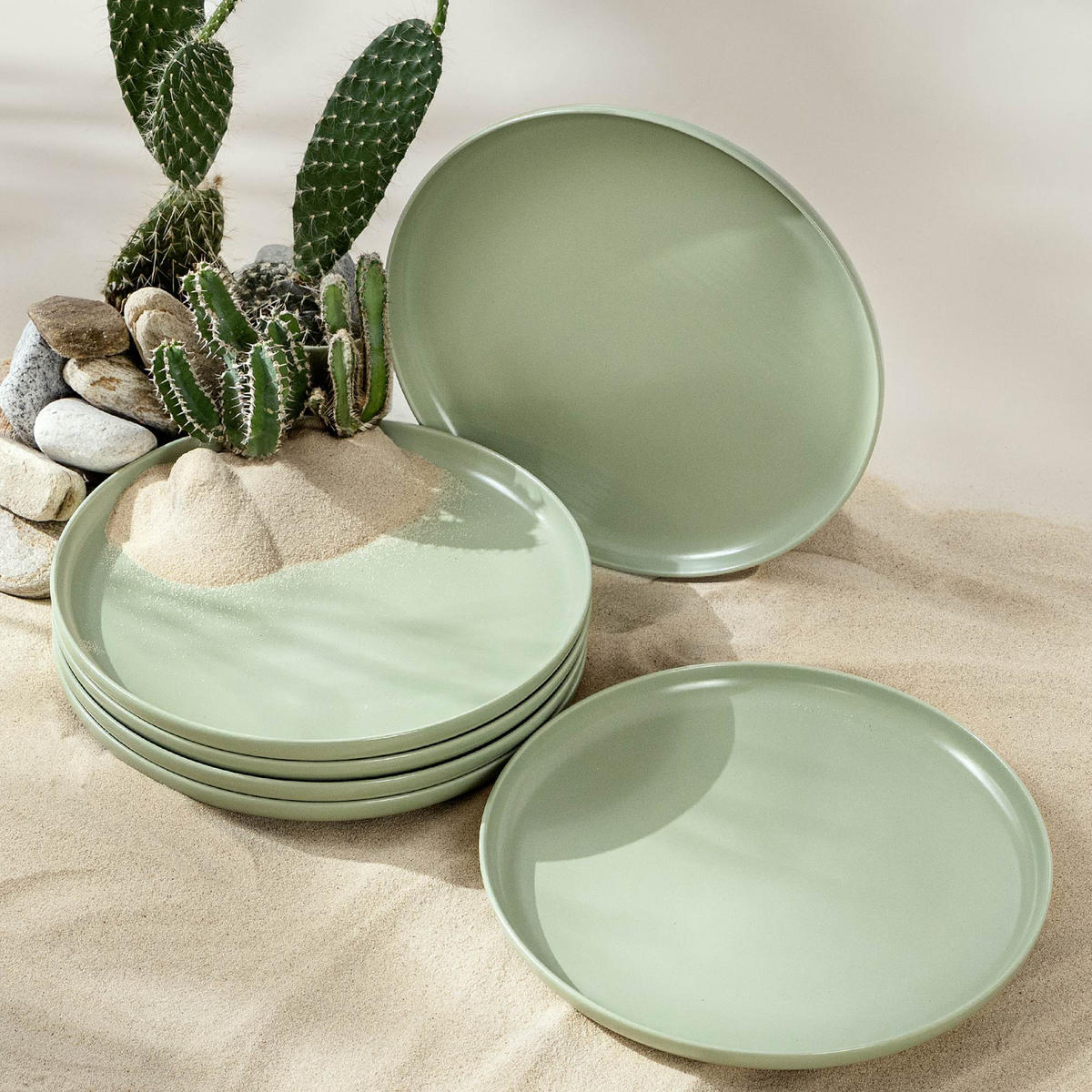 TELLER-SET VICTO 6-tlg Speiseteller - Grün, Keramik (27cm) - KONSIMO®