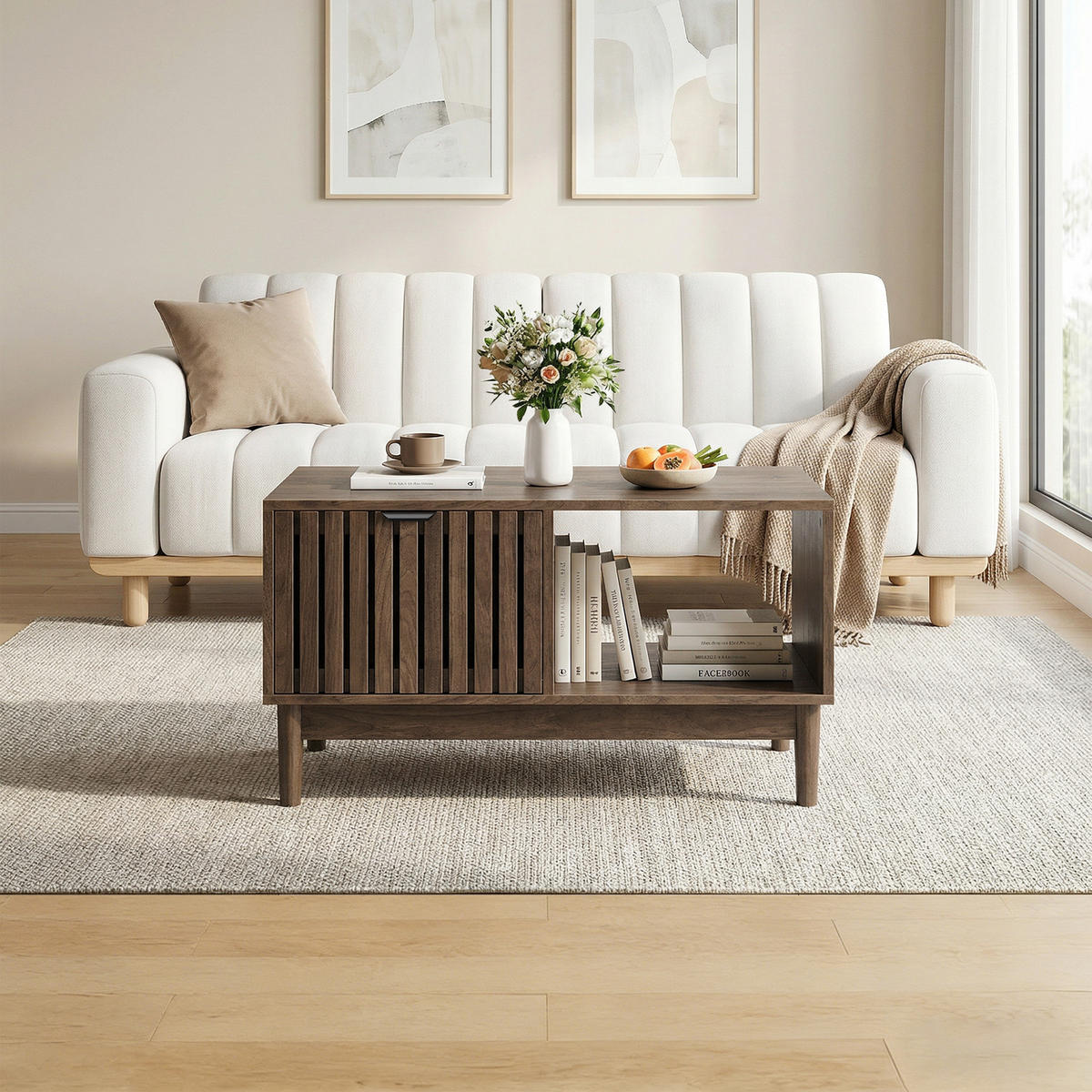 COUCHTISCH Walnussfarben 80/50/45 cm - Walnussfarben, Holzwerkstoff (50/80/45cm) - PANGIVO