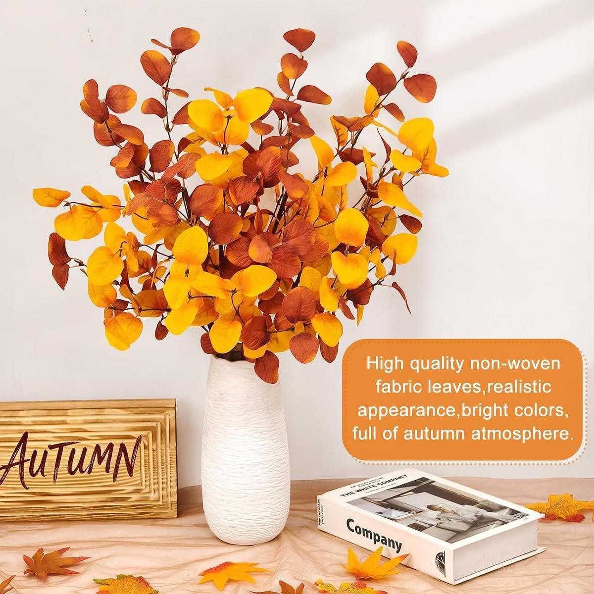 KÜNSTLICHE Herbstblumen 6er Set Eukalyptus 60 cm Orange - Multicolor, Textil (42cm)