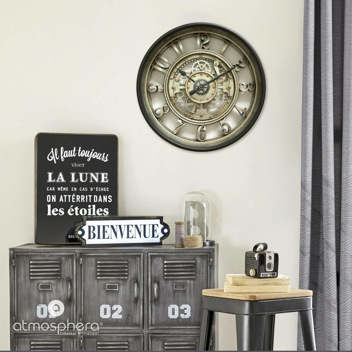 WANDUHR im Loft-Stil Meca 51/7,5/51 cm - Grau, Kunststoff (7.5/51/51cm) - Atmosphera Createur d´interieur