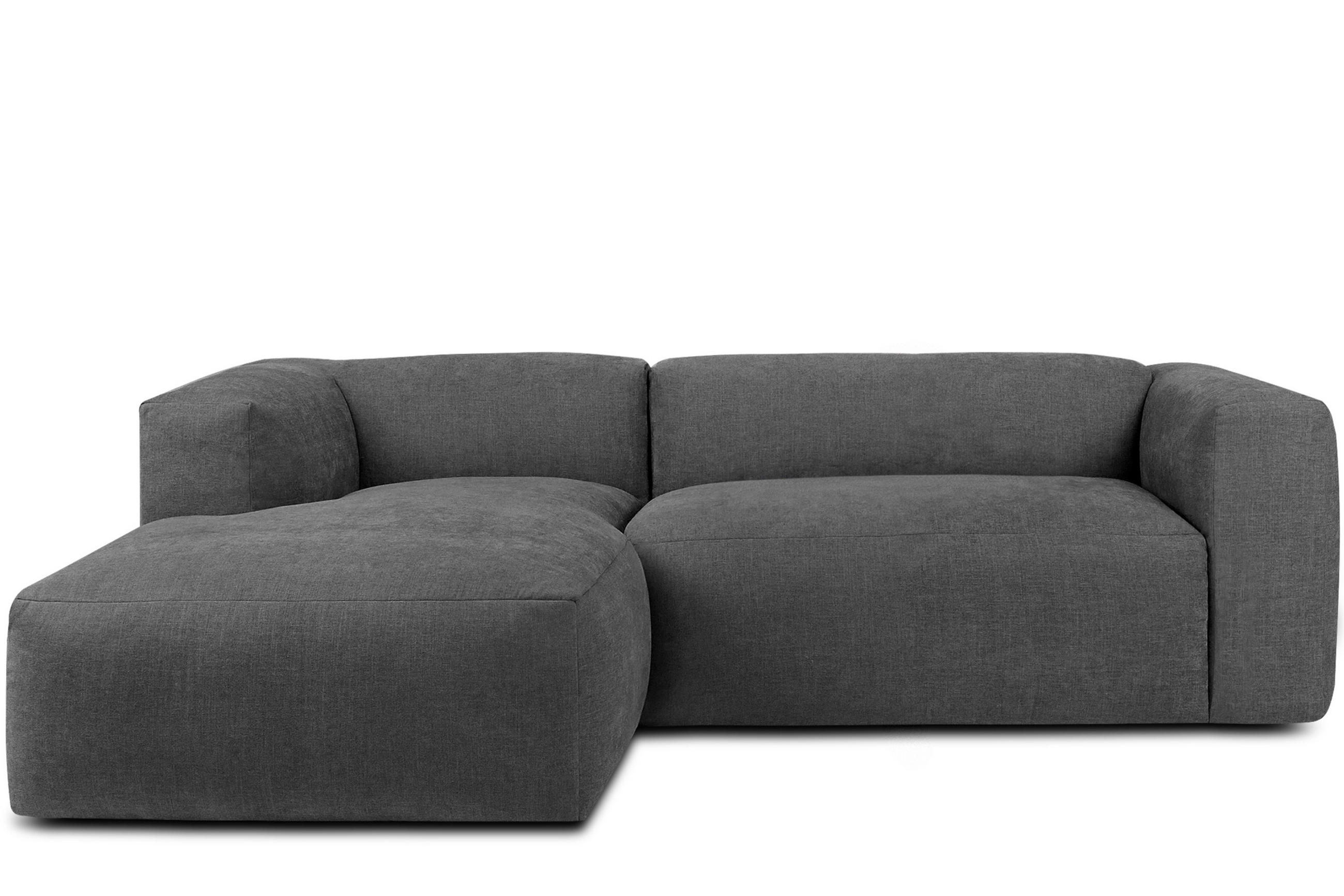 ECKMODULSOFA-LINKS BUFFO 3/4 Sitzer mit extrem weicher Sitzfläche, Gewebestoff, aschfahl - Grau, Textil (237/180cm) - KONSIMO®